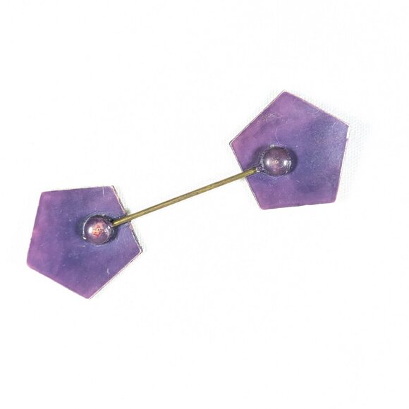 Art Deco metal and celluloid double sided Jabot Stick Pin, hat pin, sweater pin - Picture 3 of 6